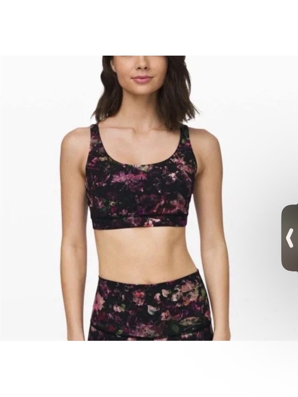 Floral Scoop Neck Sports Bra - Black & Pink energy Lululemon Sz 10